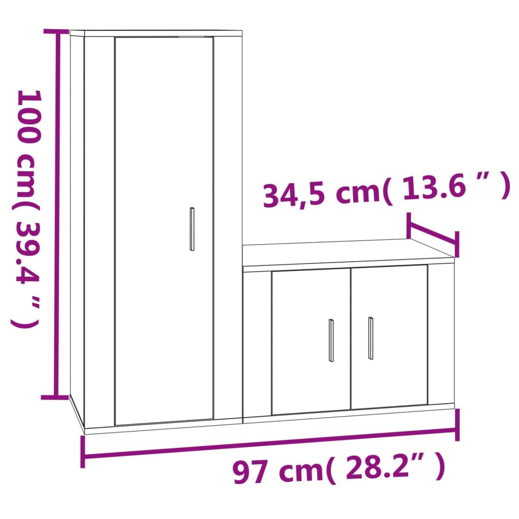 2 pcs conjunto móveis de TV derivados de madeira branco