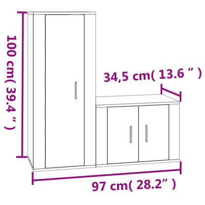 2 pcs conjunto móveis de TV derivados de madeira branco