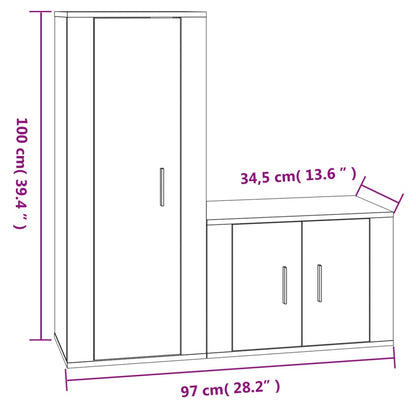 2 pcs conjunto móveis de TV derivados de madeira cinza cimento