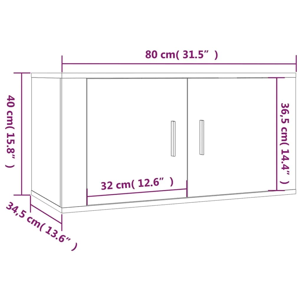 2 pcs conjunto móveis de TV derivados de madeira preto