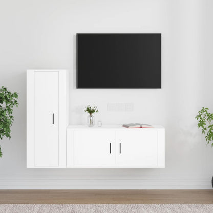 2 pcs conjunto móveis de TV derivados de madeira branco