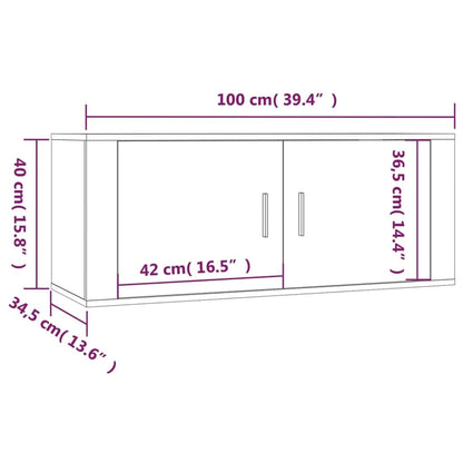 2 pcs conjunto móveis de TV derivados de madeira cinza cimento