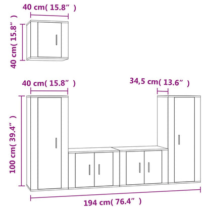 Conjunto móveis de TV 5 pcs madeira processada branco