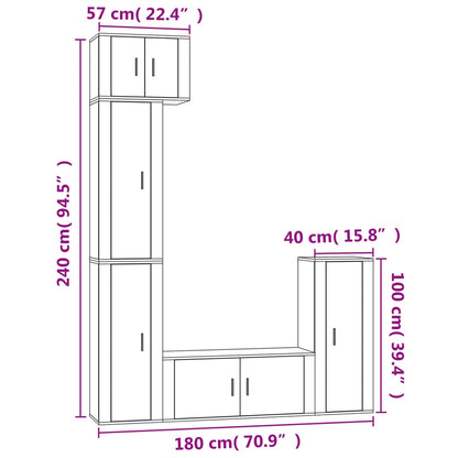 Conjunto móveis de TV 5 pcs madeira processada branco