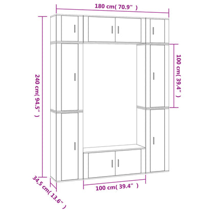 Conjunto móveis de TV 8 pcs madeira processada branco