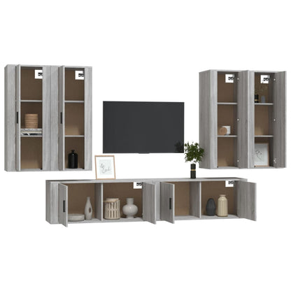 Conjunto móveis de TV 6 pcs madeira processada sonoma cinza