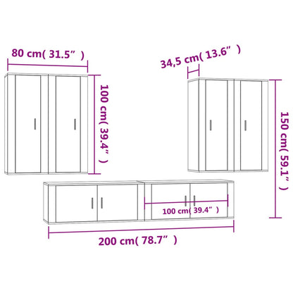 Conjunto móveis de TV 6 pcs madeira processada sonoma cinza