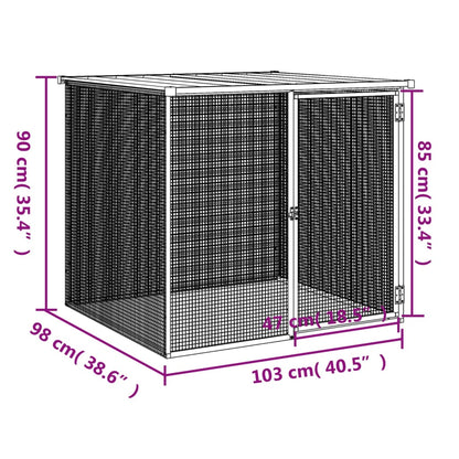 Galinheiro com teto 103x98x90 cm aço galvanizado antracite