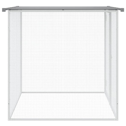 Galinheiro com teto 103x98x90 cm aço galvanizado cinza-claro