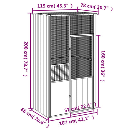 Gaiola p/ pássaros 115x78x200 cm aço galvanizado antracite