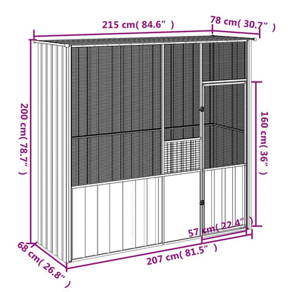 Gaiola p/ pássaros 215x78x200 cm aço galvanizado antracite