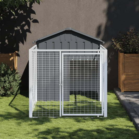 Casota para cães com parque aço galvanizado antracite