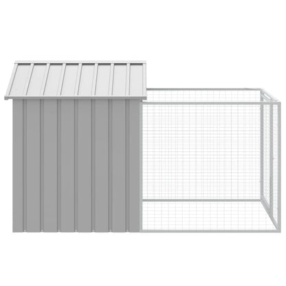 Casota para cães com parque aço galvanizado cinzento-claro