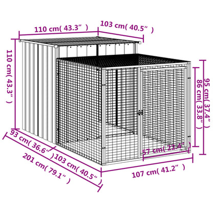 Galinheiro com anexo 110x201x110 cm aço galvanizado antracite