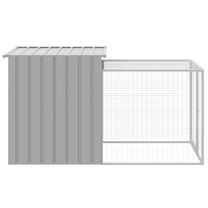 Galinheiro com anexo 110x201x110 cm aço galvanizado cinza-claro