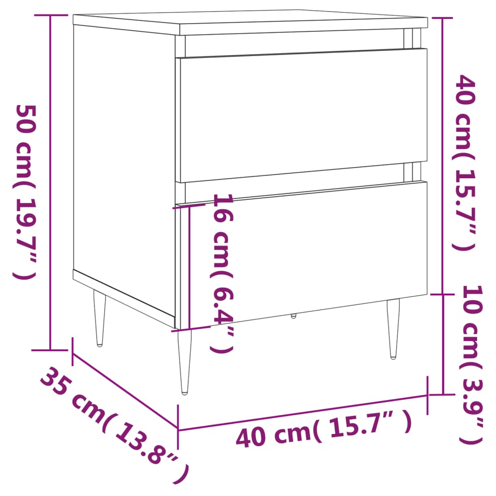 Mesa de cabeceira 40x35x50 cm derivados de madeira cinza sonoma