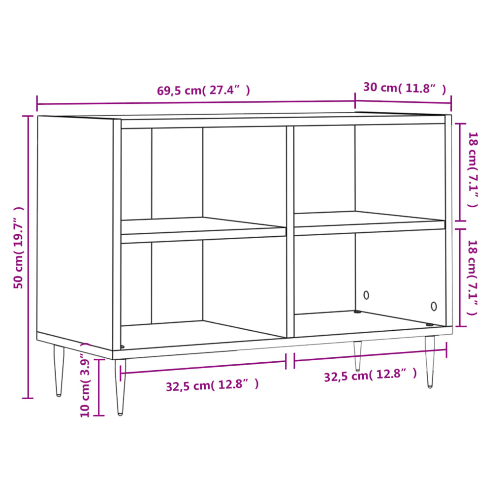 Móvel de TV 69,5x30x50 cm derivados de madeira branco