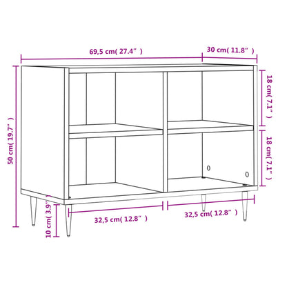 Móvel de TV 69,5x30x50 cm derivados de madeira branco brilhante