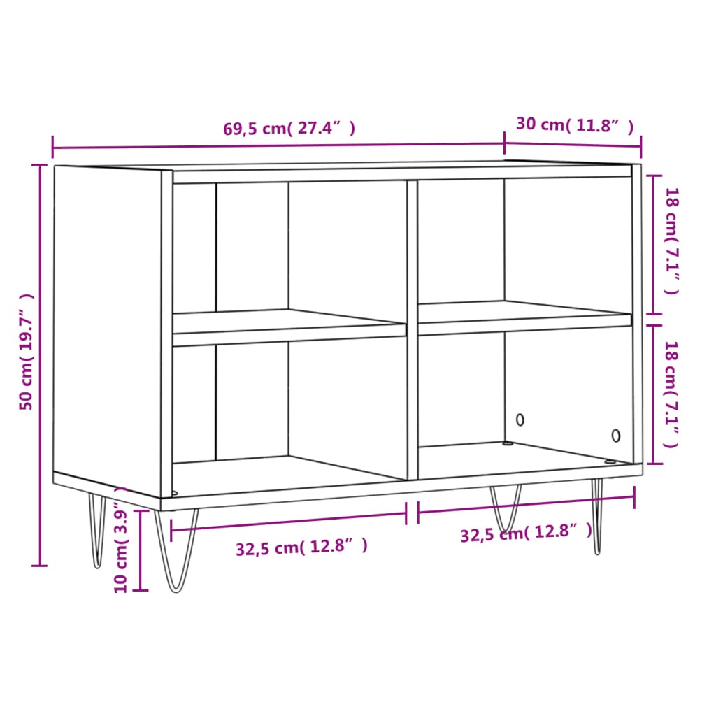 Móvel de TV 69,5x30x50 cm derivados de madeira branco