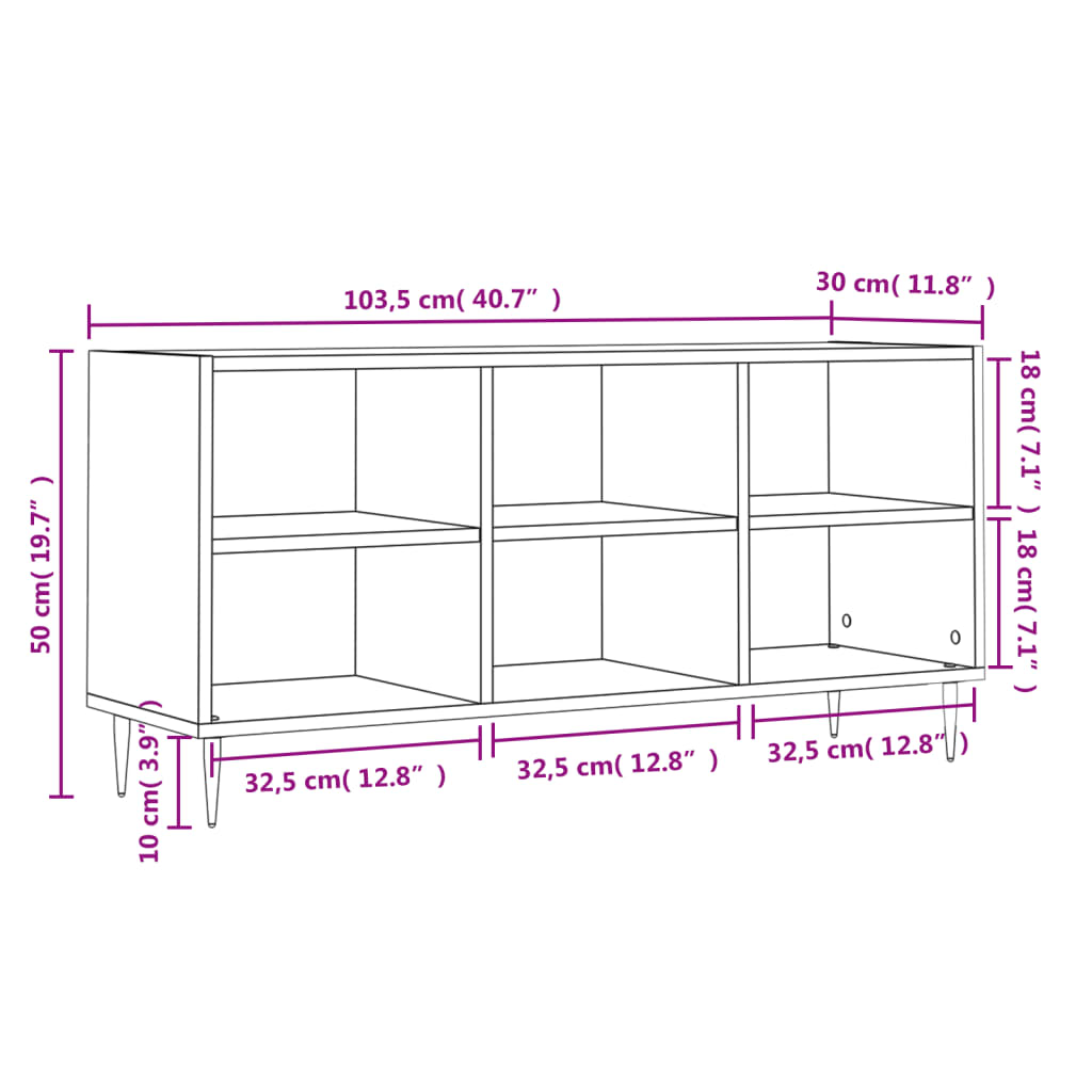 Móvel de TV 103,5x30x50 cm derivados madeira cinzento cimento