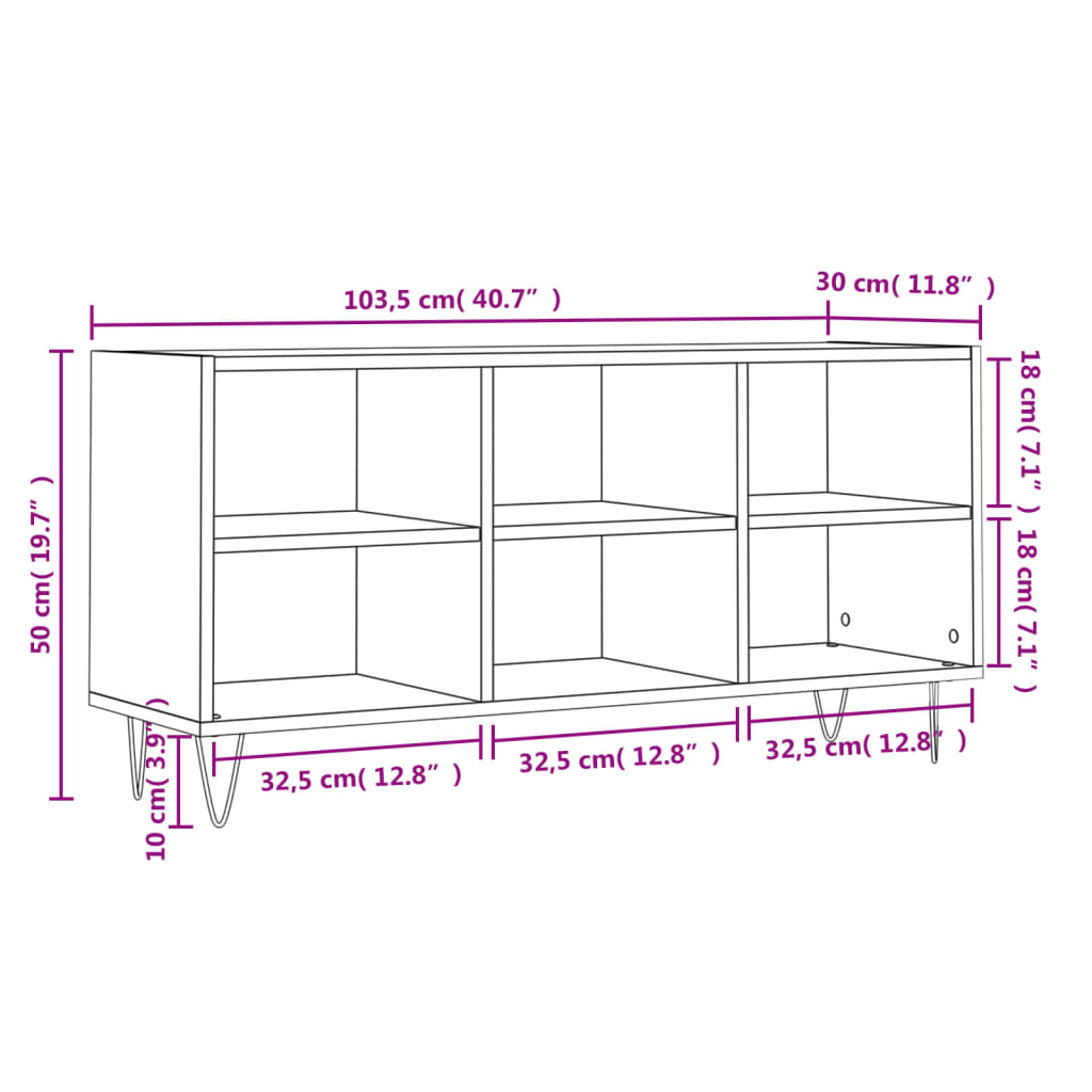 Móvel de TV 103,5x30x50 cm derivados de madeira cinzento sonoma