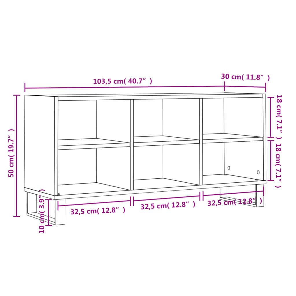 Móvel de TV 103,5x30x50 cm derivados madeira branco brilhante