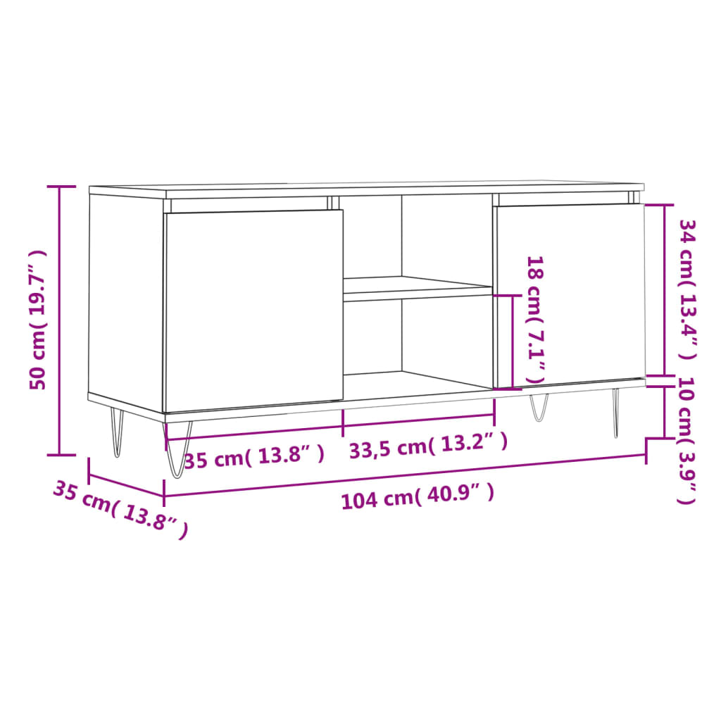 Móvel de TV 104x35x50 cm derivados de madeira branco