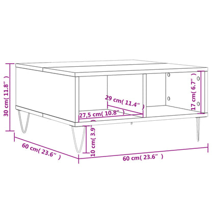 Mesa de centro 60x60x30 cm derivados madeira branco brilhante