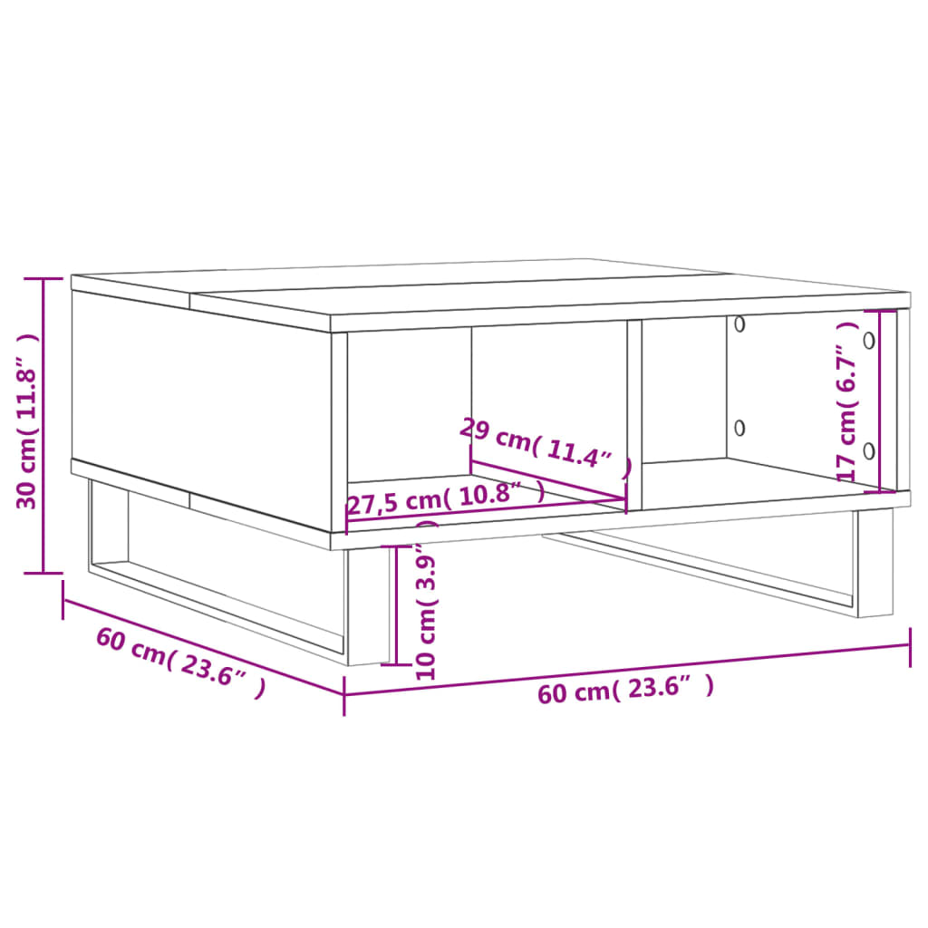 Mesa de centro 60x60x30 cm derivados de madeira branco