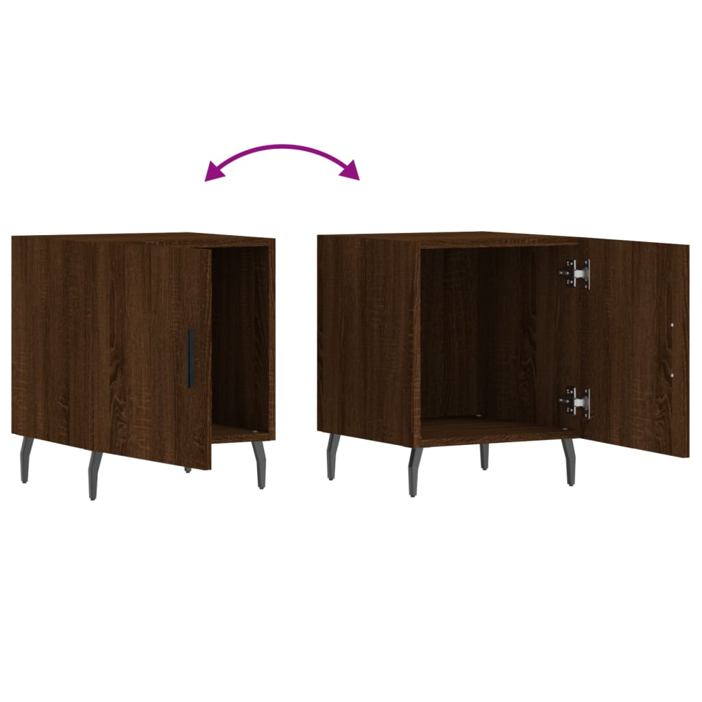 Mesa cabeceira 2pcs 40x40x50cm deriv. madeira carvalho castanho