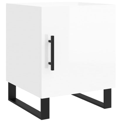 Mesa cabeceira 2pcs 40x40x50cm deriv. madeira branco brilhante