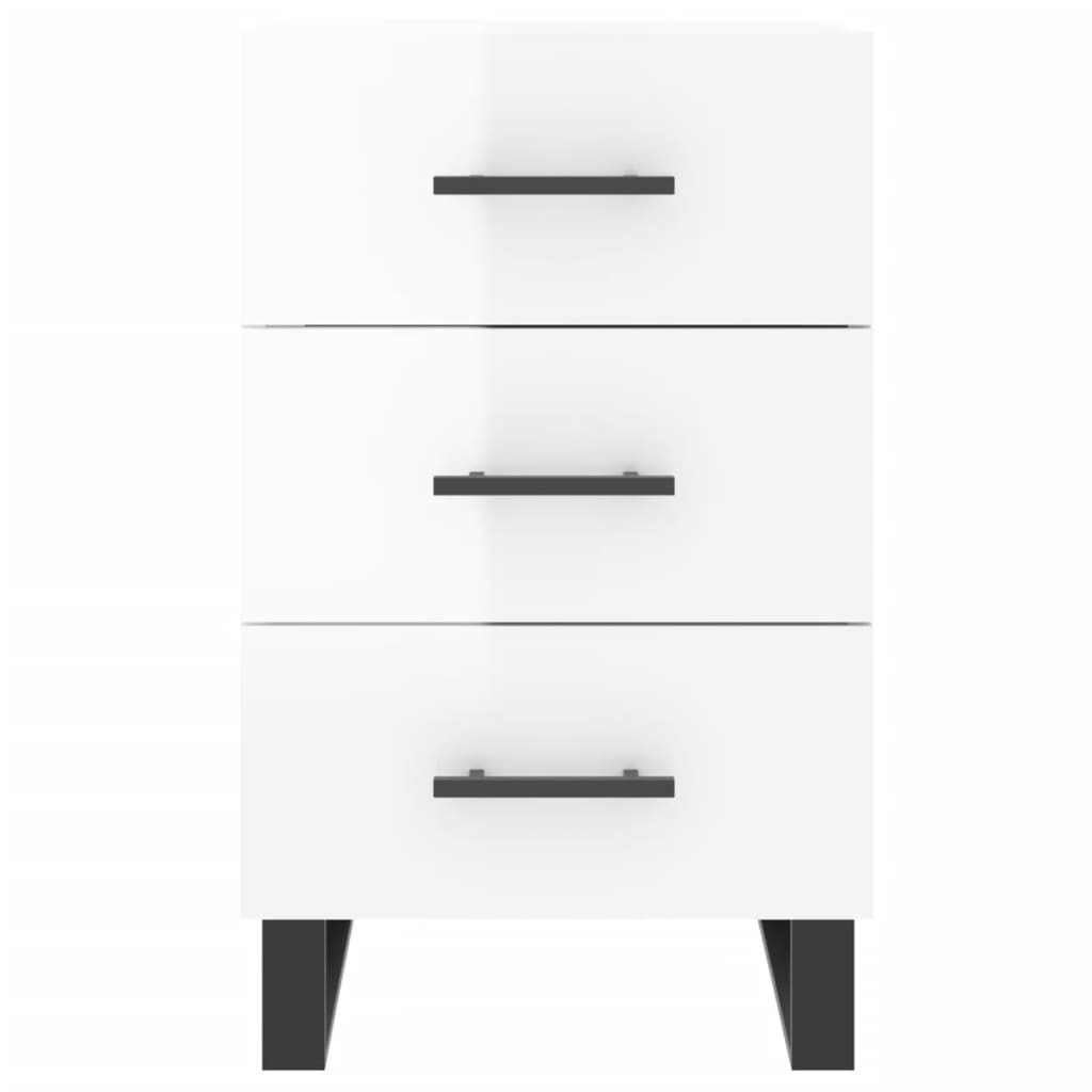 Mesinha de Cabeceira Portucale com 3 Gavetas - Branco Brilhante - Design Moderno