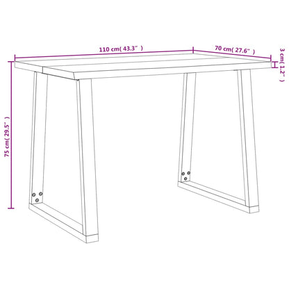 Mesa de jantar c/ bordas vivas 110x70x75 cm acácia maciça