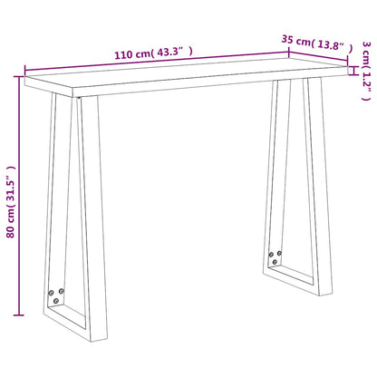 Mesa consola com bordas vivas 110x35x80 cm acácia maciça