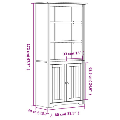 Estante BODO 80x40x172 cm madeira pinho maciça branco/castanho