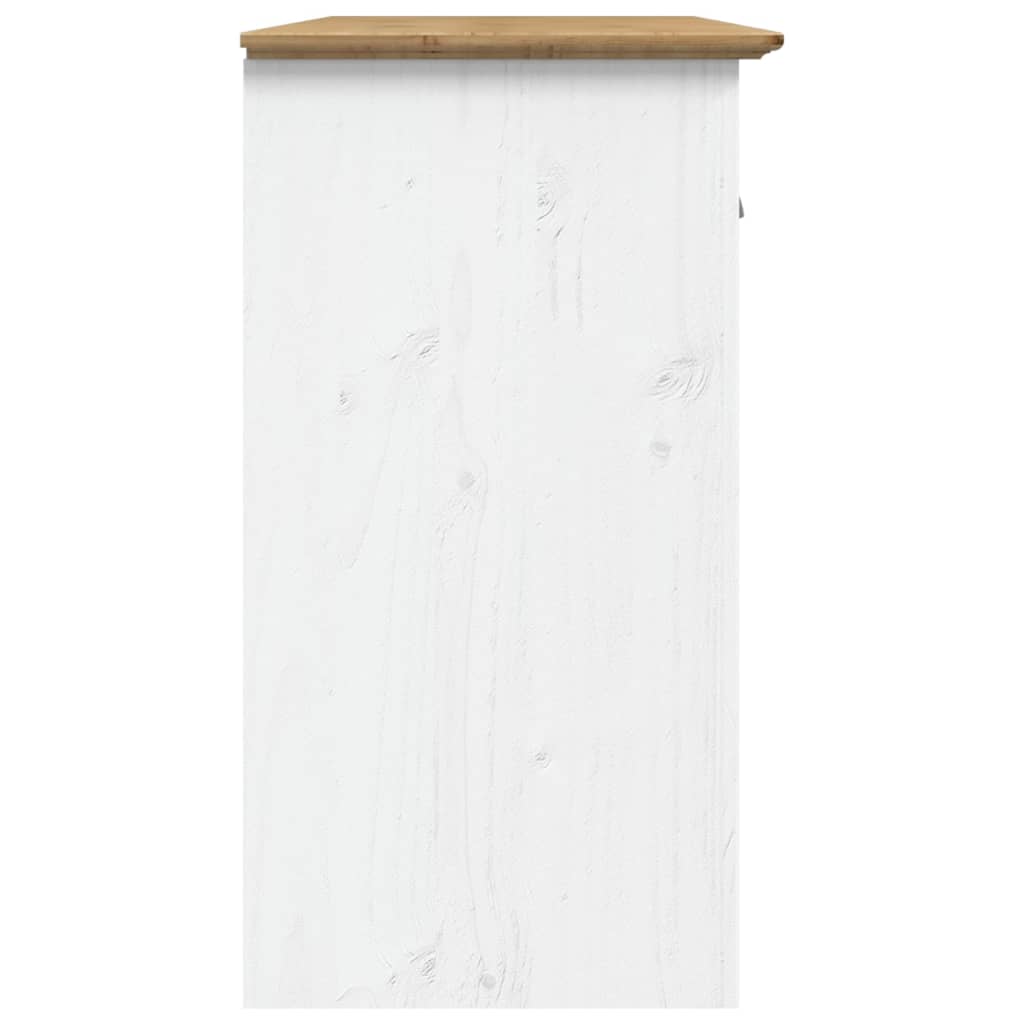 Aparador Outo em Madeira Maciça de 115cm - Branco/Castanho - Design Bohémio