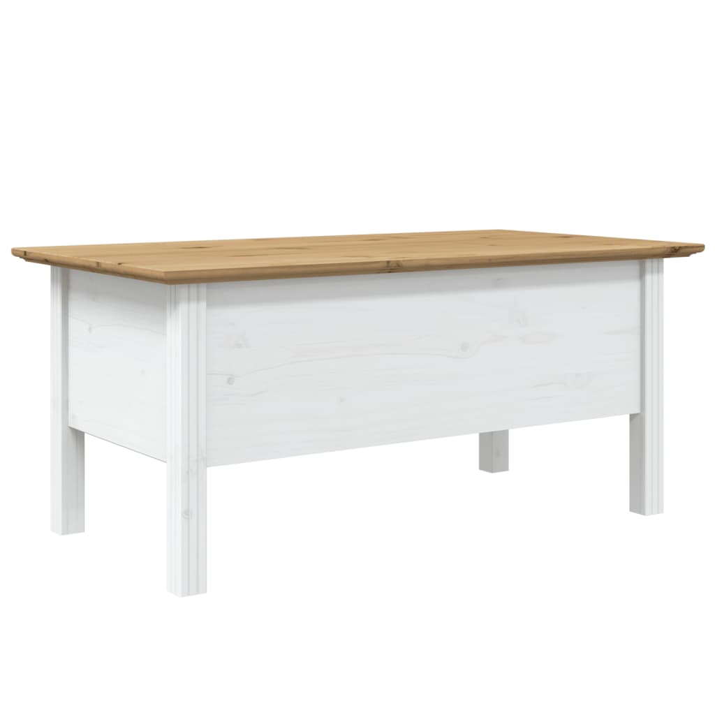 Mesa de centro BODO 100x55x45 cm pinho maciço branco/castanho