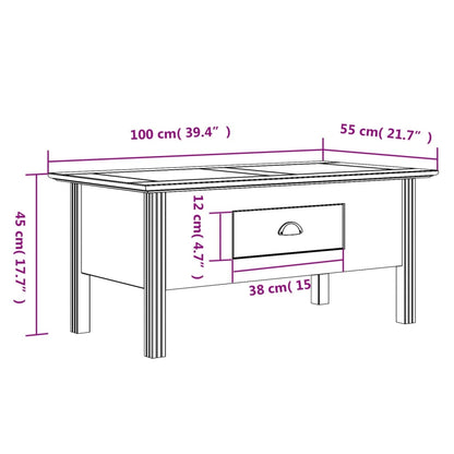 Mesa de centro BODO 100x55x45 cm pinho maciço branco/castanho