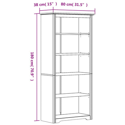 Estante BODO 5 prateleiras 80x38x180 cm pinho maciço branco