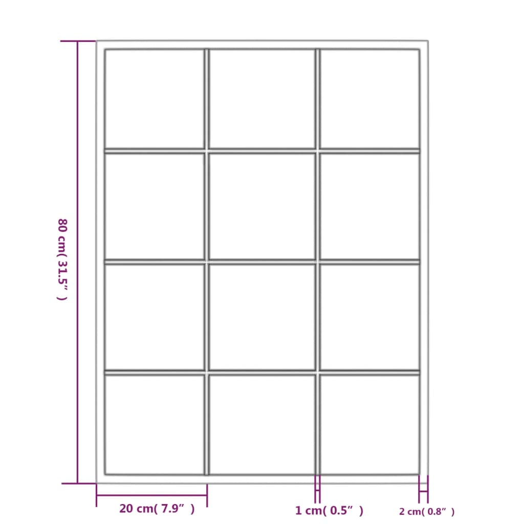 Espelhos de parede 3 pcs 80x60 cm metal preto