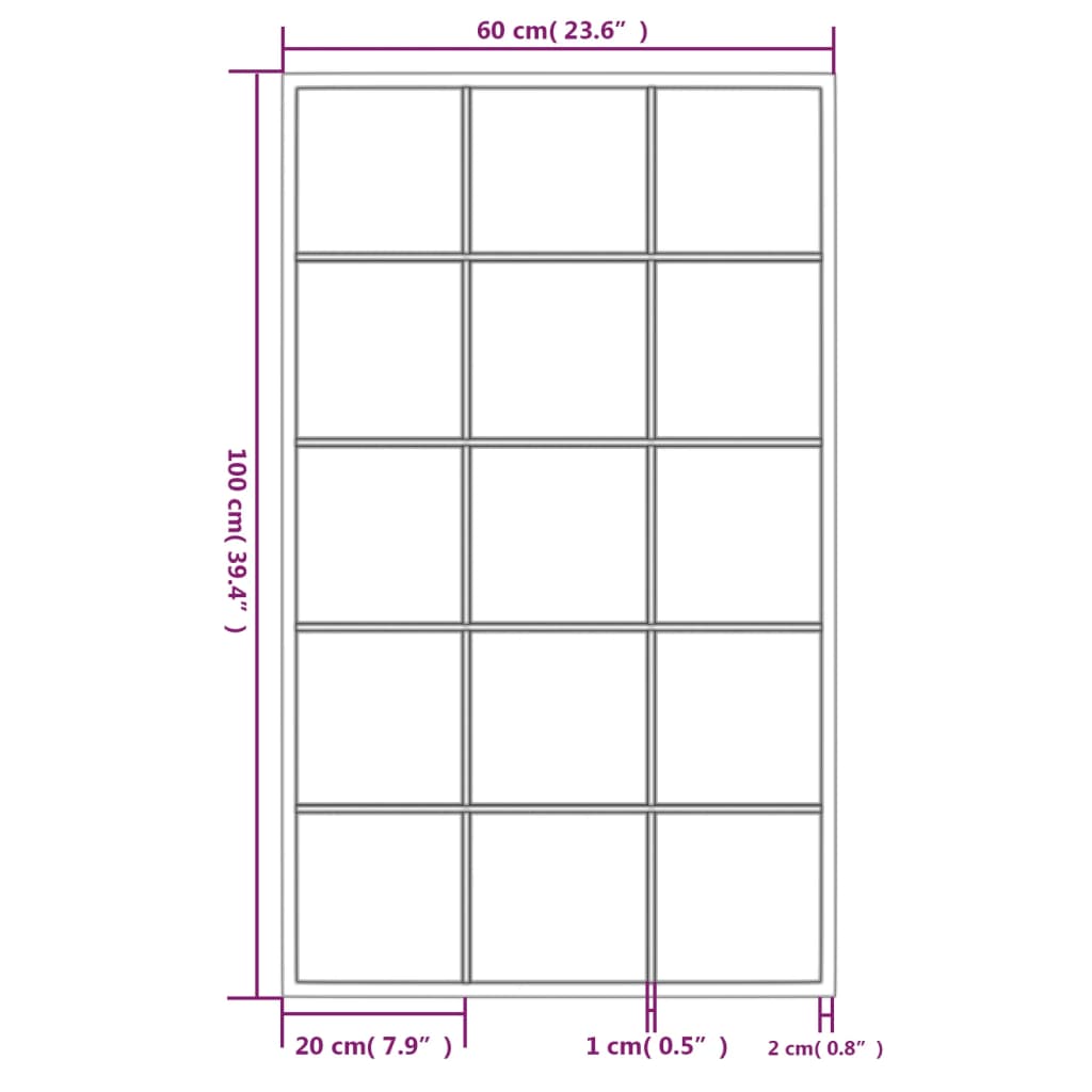 Espelhos de parede 3 pcs 100x60 cm metal preto