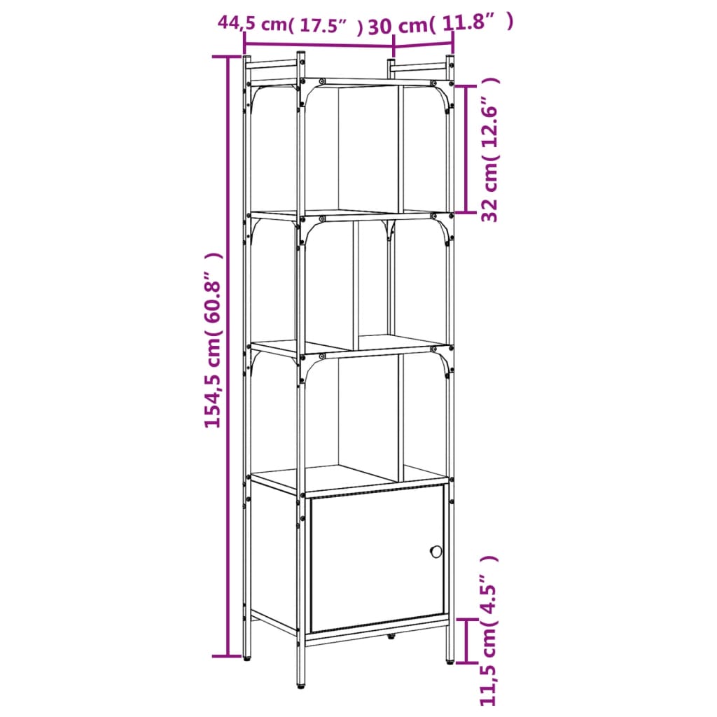 Estante Ribal com Porta - Cinzento - Design Retro