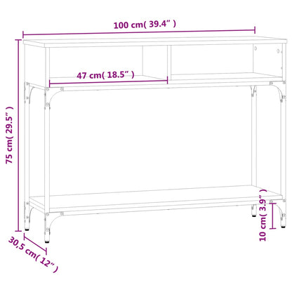 Consola de Entrada Alyssa - 100x30,5x75 cm - Cor Cinzento - Derivados de Madeira com Estrutura de Metal - Design Minimalista