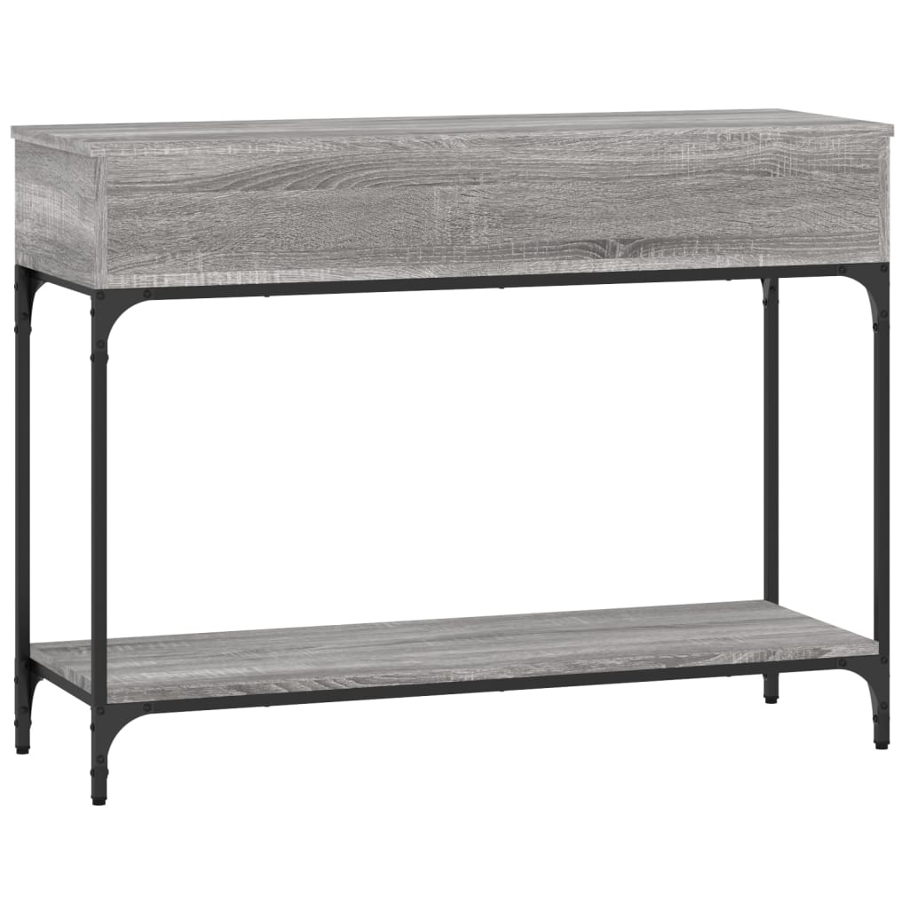 Consola de Entrada Annie - Com 2 Gavetas - 100x34,5x75 cm - Cor Cinzento - Derivados de Madeira com Estrutura de Metal - Design Minimalista