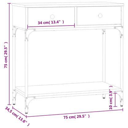 Consola de Entrada Annie - Com 2 Gavetas - 75x34,5x75 cm - Madeira Rústica - Derivados de Madeira com Estrutura de Metal - Design Minimalista