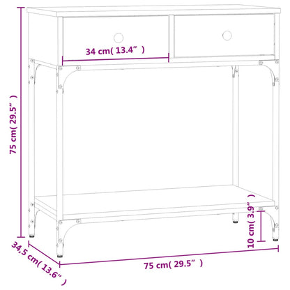 Consola de Entrada Annie - Com 2 Gavetas - 75x34,5x75 cm - Cinzento - Derivados de Madeira com Estrutura de Metal - Design Minimalista