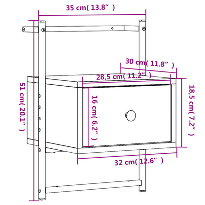 Mesas cabeceira de parede 2 pcs 35x30x51cm deriv. madeira preto