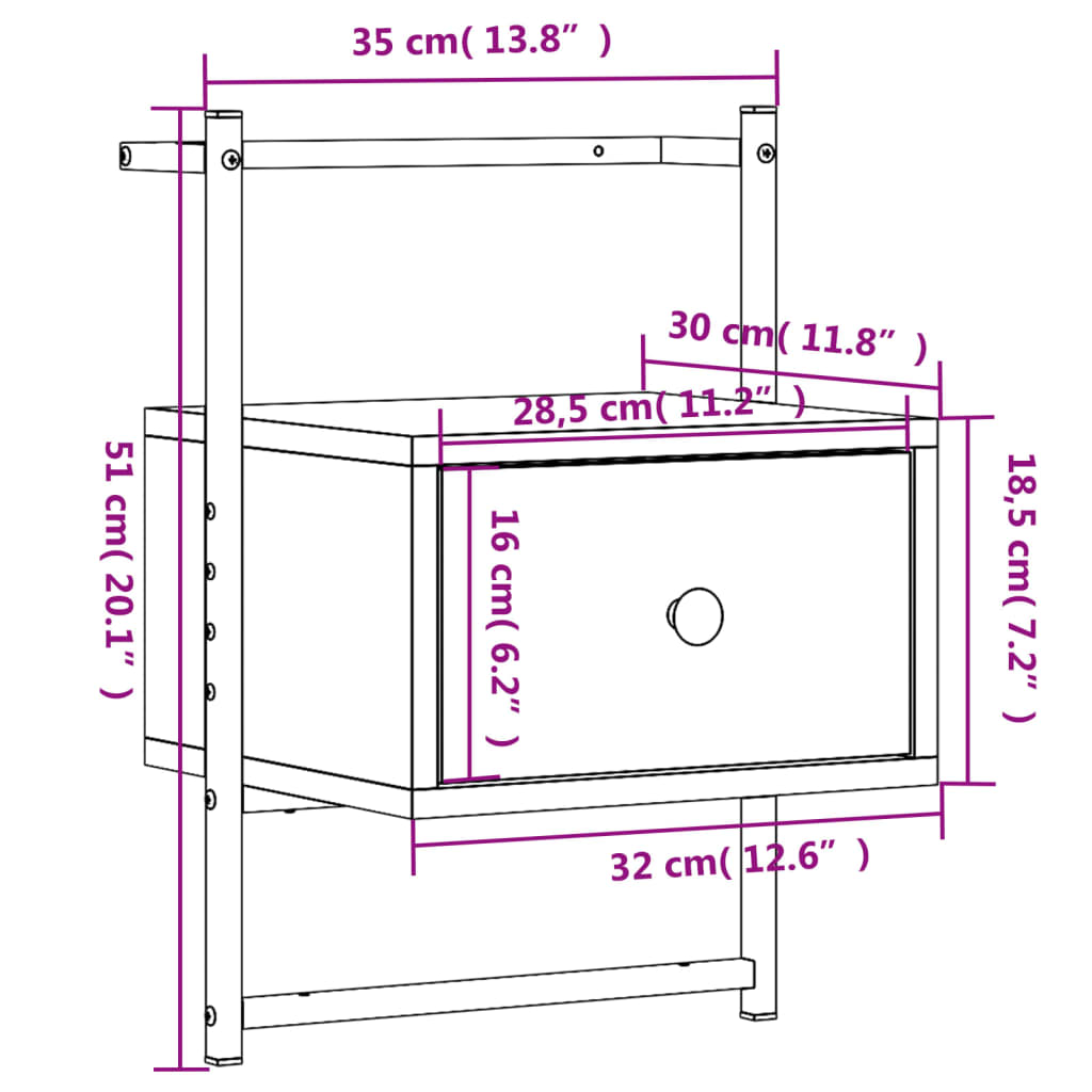 Mesas cabeceira 2 pcs 35x30x51cm deriv. madeira cinzento sonoma