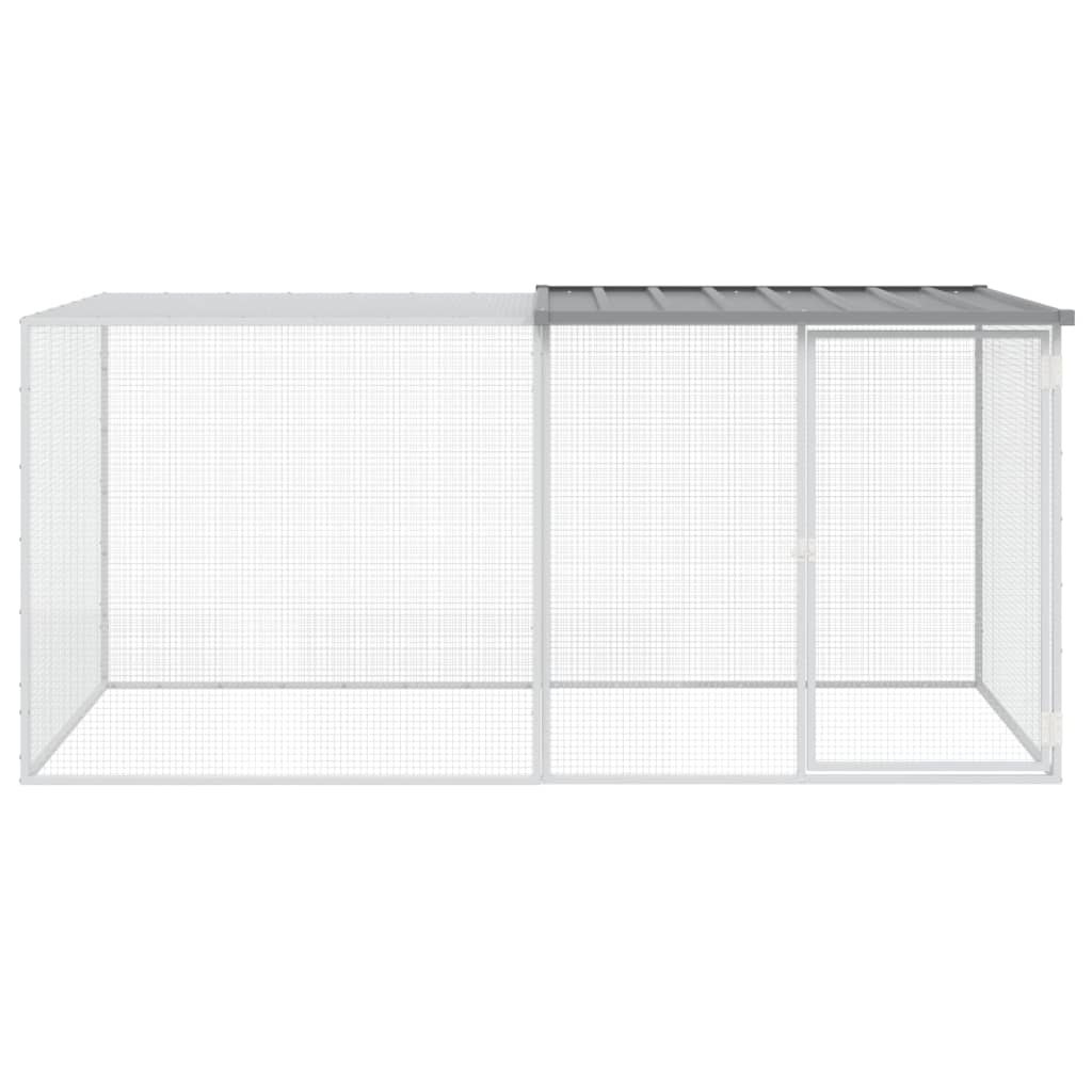 Galinheiro com teto 203x98x90 cm aço galvanizado cinza-claro