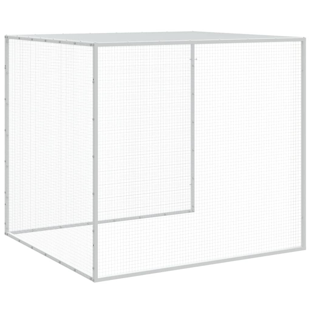 Galinheiro com teto 203x98x90 cm aço galvanizado cinza-claro